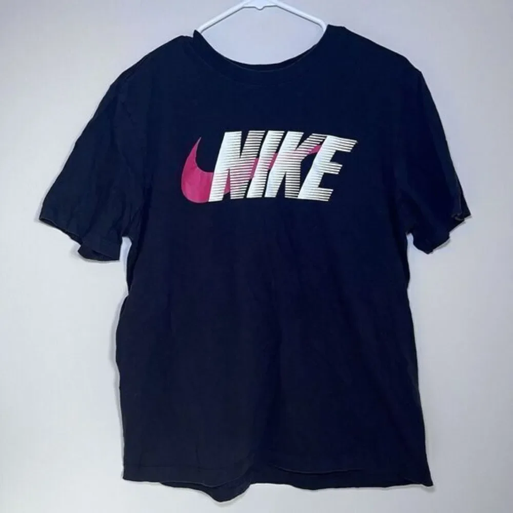 Nike‎ Dri Fit Swoosh Black Red Short Sleeve T Shirt Top Medium Athletic Sporty